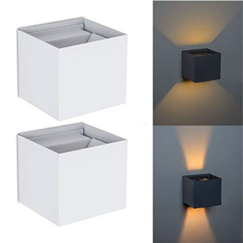 Trango 2er Pack 8015-02W IP44 Up & Down Wandstrahler *FLEX* in Weiß matt Eckig inkl. je 1x 3.5 Watt G9 LED Leuchtmittel mit einstellbar Abstrahlwinkel als innen & außen, Außenstrahler, Wandleuchte