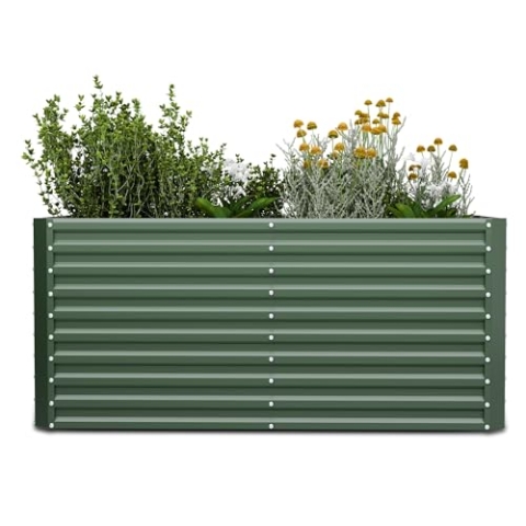 Blumfeldt High Grow Straight Hochbeet, Ergonomisches 1.800 L Rechteckiges Hochbeet Aus Wetterfestem Galvalume-Stahl Für Blumen, Kräuter & Gemüse – Rostbeständig, Offene Bodenstruktur, Einfacher Aufbau