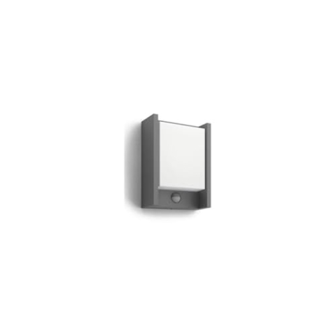 Philips Arbour Wandleuchten für den Außenbereich, 6 W, 2700 K warmweiß, Bewegungssensor, wasserfest, anthrazit, IP44 wetterfest, Mit Bewegungsmelder