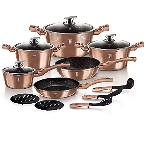 Berlinger Haus 15Pcs Metallisch Kochgeschirr Set - Roségold