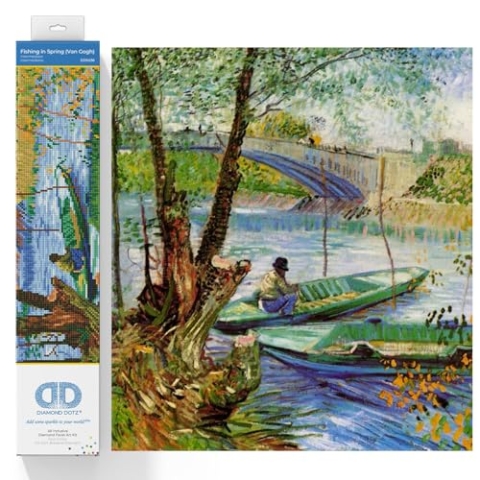 Diamond Dotz DD9-036 Angeln im Frühling (Van Gogh), ca. 50 x 40 cm groß, Diamond Painting, Malen mit Diamanten, funkelndes Bild zum Selbstgestalten, für Kinder und Erwachsene