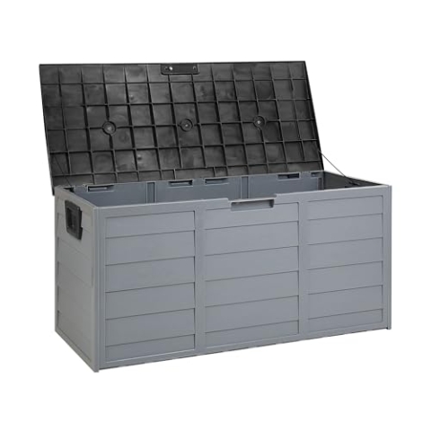 Beliani Auflagenbox aus Kunststoff grau/schwarz Gartentruhe Outdoor Kissenbox Locarno