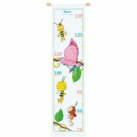Vervaco Zählmusterpackung-Stickpackung im gezählten Kreuzstich Messlatte, Baumwolle, weiß, 18 x 70 x 0,3 cm