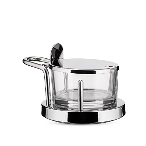 Alessi 5071 Design Käsedose, aus Glas und Edelstahl, Silber, 4.5 x 12 x 4.5 cm