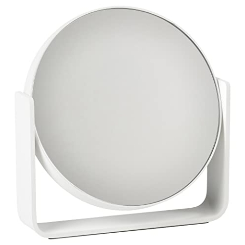 Zone Denmark Ume Tischspiegel, Kosmetikspiegel mit Vergrößerung 5-Fach, Durchm. 19 cm, Höhe 19,5 cm, Weiß