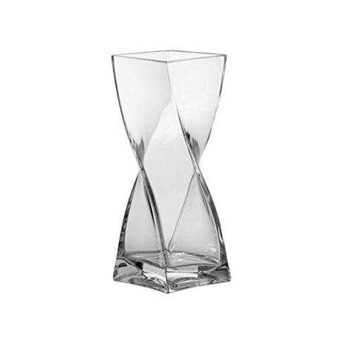 Leonardo Volare Vase, geschwungene dynamisch geformte Blumenwase mit massivem Eisboden, handgefertigtes Klarglas, Höhe 30 cm, 014103