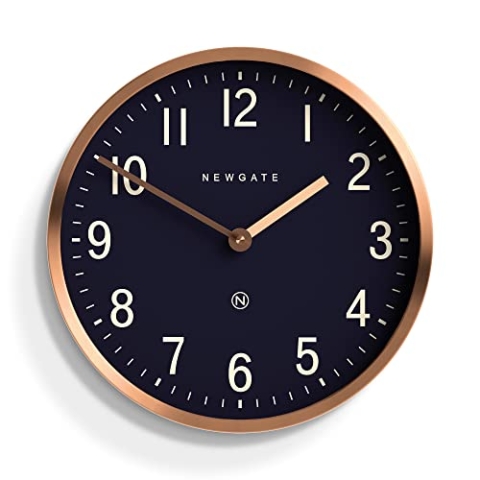 NEWGATE® Master Edwards Wanduhr – Küchenuhr – Wohnzimmeruhr – Bürouhr Uhr – Runduhr – Retro-Uhr – Designer-Uhr – Stilvolle Wohnkultur Mid-Century Modern (Kupfer/Schwarz)