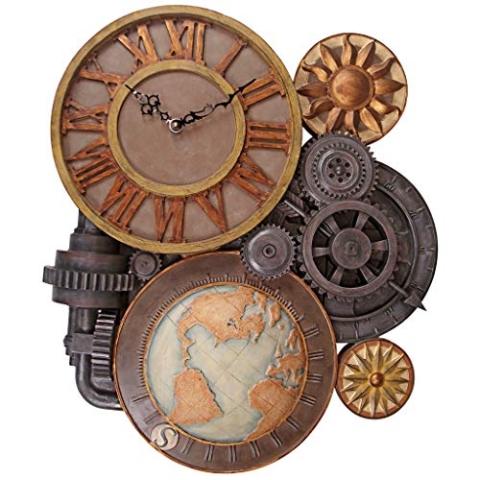 Design Toscano Zahnräderuhr, Maße: 6,5 x 54,5 x 63,5 cm
