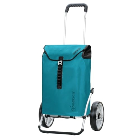 ANDERSEN Einkaufstrolley - Royal Shopper Ortlieb Petrol 49 L Handwagen, wasserdicht, wetterfest, Aluminium, klappbar, Kugellagerad