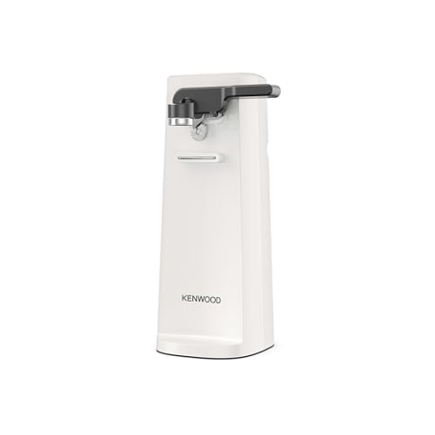 Kenwood Elektrischer Dosenöffner CAP80.000WH, Multifunktionaler 3-in-1 Küchenhelfer mit Integriertem Messerschärfer, Dosenöffner und Flaschenöffner, mit Kabelaufwicklung, Weiß