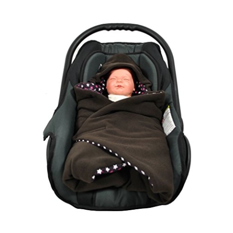 HOBEA-Germany Fußsack Einschlagdecke für die Babyschale Babyschalenfußsack Winter, Farben Winterdecken:braun mit Sternen