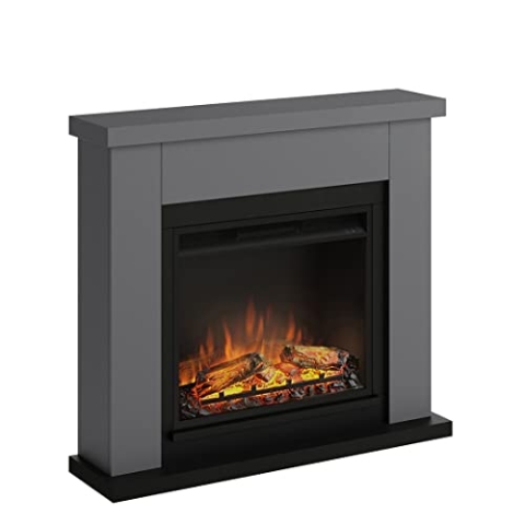 TAGU Frode Elektrokamin – Elektrischer Standkamin mit Heizung, 1500W, 7-Tage programmierbar, Digital Thermostat, Fernbedienung (Einfarbiges Grau)