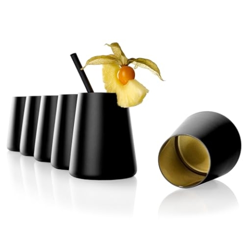 Stölzle Lausitz Becher Schwarz/Gold Power 6er-Set 380ml – Moderne Gläser für Wasser, Wein, Drinks & Saft – Hochwertige Cocktail Gläser aus Kristallglas – Spülmaschinen- & Stoßfest, Made in Germany