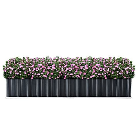 [en.casa] Hochbeet Zevenaar Gemüsebeet für Garten Pflanzbeet 174 x 90 x 30 cm rechteckig Blumenkasten ohne Boden verzinkter Stahl wetterfest Anthrazit