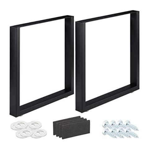 Relaxdays Tischkufen 2er Set, BxH: 70x72 cm, Metall Tischbeine Schreibtisch, Esstisch, Couchtisch, Industrial, schwarz, 70 x 72 cm