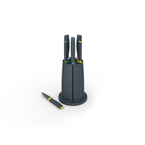 Joseph Joseph Elevate - 6-teiliges Messerblock-Set mit drehbarem Ständer, Edelstahlklingen, Opal