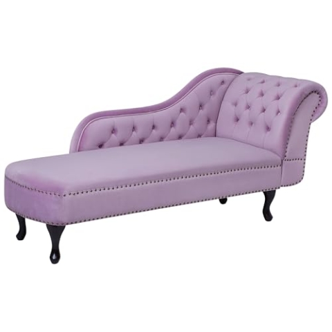Beliani Retro Chaiselongue Samtstoff rechtsseitig rosa Nimes