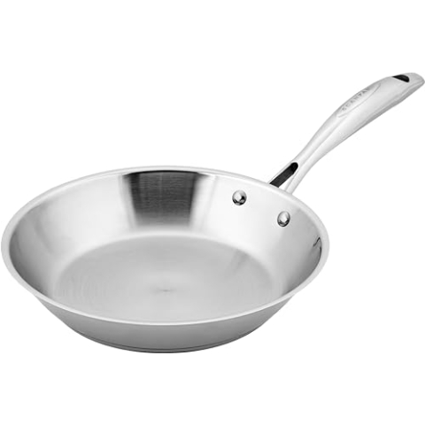 SCANPAN STS Edelstahl-Pfanne 24 cm | Multifunktionale Pfanne Induction mit Aluminiumkern, Schräge Seiten | Bratpfanne für alle Herdarten | Ofenfest
