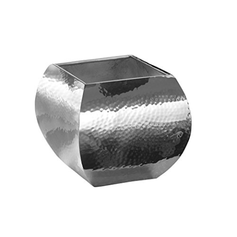 Fink SQUARE Übertopf aus gehämmertem Edelstahl in der Farbe Silber, Öffnung ca. 9,5x 9,5cm, Größe: 14x14x12 cm, 107012