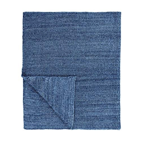 Marc O'Polo Kuara Plaid, 100% Baumwolle, Blue, 130 x 170 cm
