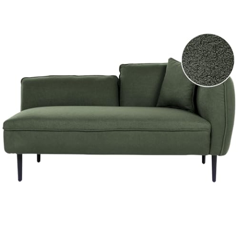 Beliani Chaiselongue Bouclé grün rechtsseitig mit Kissen Metallgestell Modern Chevannes