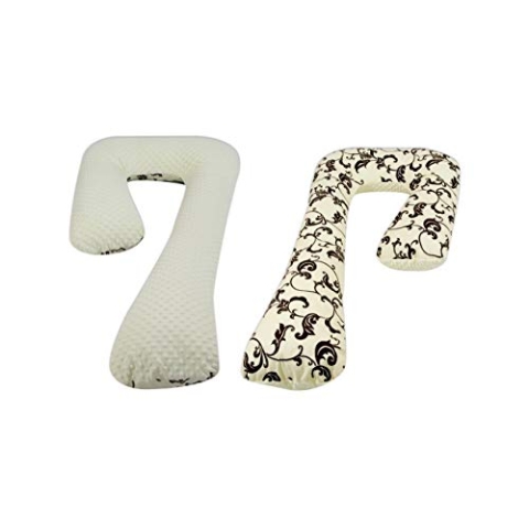 Velinda Schwangerschaftskissen Ruhekissen Kuschelkissen Seitenschläferkissen 7-Kissen (Muster: Schnörkel auf hellem Hintergrund - cremefarben)