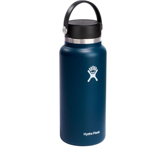 HYDRO FLASK - Trinkflasche 946ml (32oz) - Isolierte Wasserflasche aus Edelstahl - Sportflasche mit auslaufsicherem Flex Cap-Deckel & Gurt - Thermoflasche Spülmaschinenfest - Größe Öffnung - Indigo