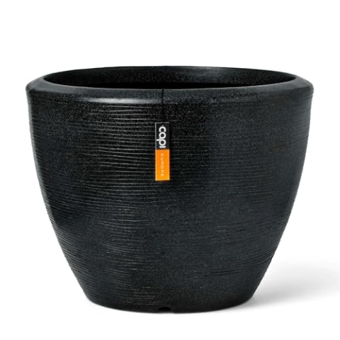 Capi Europe - Blumentopf Kugel Arc Granite - 34x25 - Schwarz - Blumentopf für den Innen- und Außenbereich - Bruchfest - 100% recycelbar NBLS8031