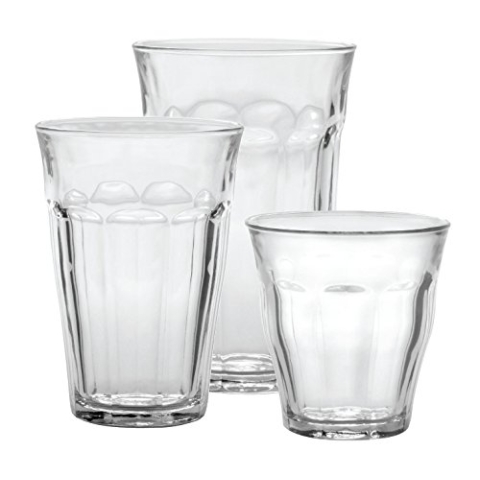 Duralex Made In France Picardie 18-Piece Clear Drinking Glasses & Tumbler Set: Set includes: (6) 8-3/4 oz, (6) 12-5/8 oz, (6) 16-7/8 oz by Duralex