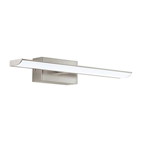 EGLO LED Wandlampe Tabiano, Spiegelleuchte, LED Wandleuchte aus Metall in Nickel-Matt und Kunststoff in Weiß, Badezimmer Lampe, LED Badleuchte neutralweiß, L 40,5 cm
