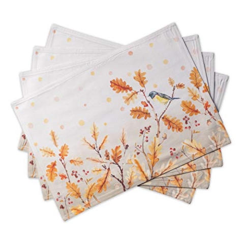 Maison d 'Hermine Oak Leaves 100% Baumwolle Set mit 4 Tischsets für den Esstisch | Küche | Hochzeit | Alltag | Dinnerpartys | Thanksgiving/Weihnachten (33 cm x 48 cm)
