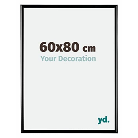 yd. Your Decoration - Bilderrahmen 60x80 cm - Schwarz Hochglanz - Bilderrahmen aus Kunststoff mit Acrylglas - Antireflex - 60x80 Rahmen - Bordeaux