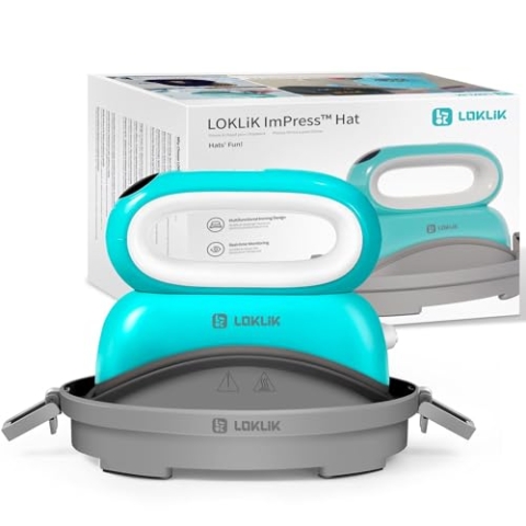 LOKLIK Impress Automatische Heißpressmaschine zum Personalisieren von Kappen, Stoffhüten - Heißpresse - funktioniert mit Vinyl, Sublimation, Thermotransferpapier.