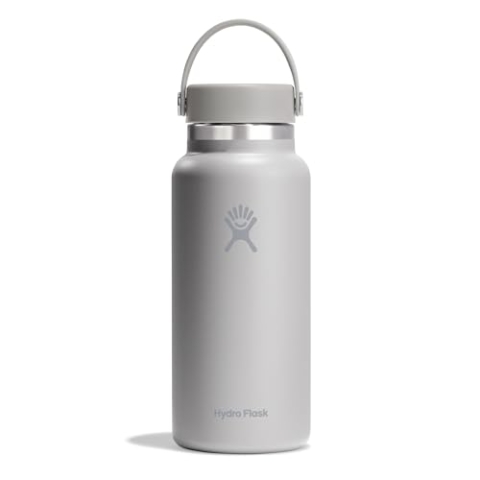 HYDRO FLASK - Wide Mouth Trinkflasche 946ml (32 oz) - Isolierte Wasserflasche aus Edelstahl - Sportflasche mit auslaufsicherem Flex Cap-Deckel & Gurt - Thermoflasche Spülmaschinenfest - Birch