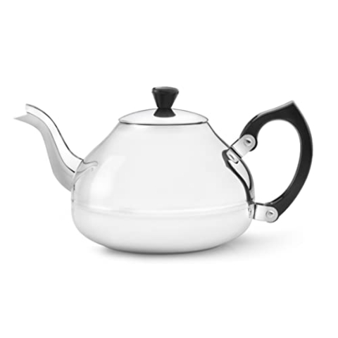 Bredemeijer kleine einwandige Edelstahl Teekanne 1.25 Liter mit schwarzem Griff