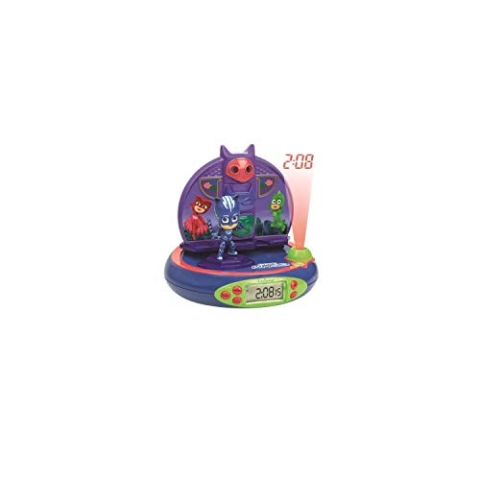 Lexibook PJ Masks Catboy Projektionswecke, Eingebautes Nachtlicht, Projektion der Zeit an der Decke, Soundeffekte, batteriebetrieben, Blau/Violett, RP500PJM