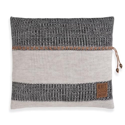 KNIT FACTORY - Roxx Dekokissen - Sofakissen - Kissenhülle mit Kissenfüllung - Kissen 50x50 - Beige/Schwarz