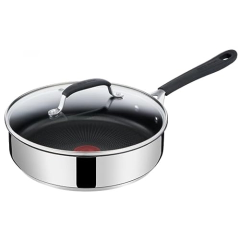 Tefal Jamie Oliver by Quick & Easy E3033344 Sautepfanne mit Glasdeckel, Edelstahl, 25 cm