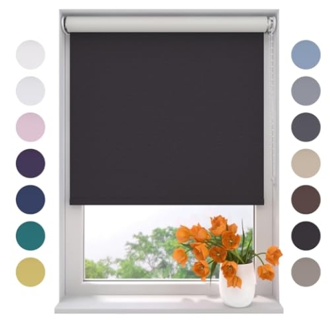 Radeco® Verdunkelungsrollo 230 x 190 cm schwarz, Größen von 40 bis 240 Breite, ohne Bohren möglich, Rollo wandmontage, Rollo 230 cm breit, Fenster rollos für innen, rollos für Fenster