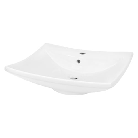 ECD Germany Waschbecken Waschtisch 605 x 460 x 165 mm aus Keramik Weiß Aufsatzbecken Aufsatzwaschbecken Handwaschbecken Aufsatzwaschtisch Spülbecken Becken Wasserfall Waschschale Waschschüssel