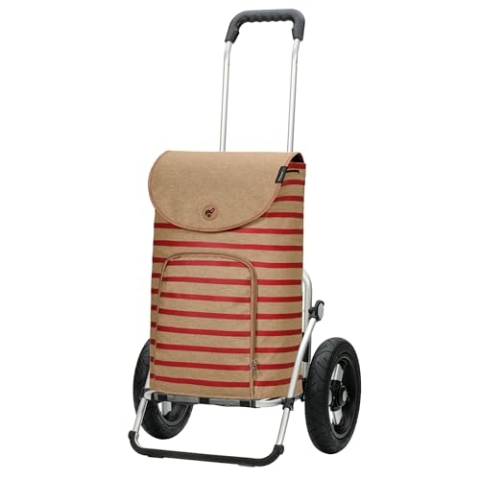 ANDERSEN Einkaufstrolley - Royal Shopper Eske rot 47 L Handwagen, modern, nachhaltig, Shopping, Aluminium, klappbar, luftbereiftes Kugellagerrad