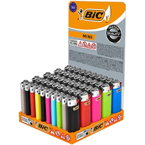 BIC Mini Flint - Feuerzeuge in verschiedenen Farben, Tablett mit 50 Stück