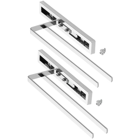 2 Stück SO-TECH® Handtuchauszug Elegance Chrom 2-armig 325 mm eingeschoben, 470 mm ausgezogen Handtuchhalter Handtuchstange