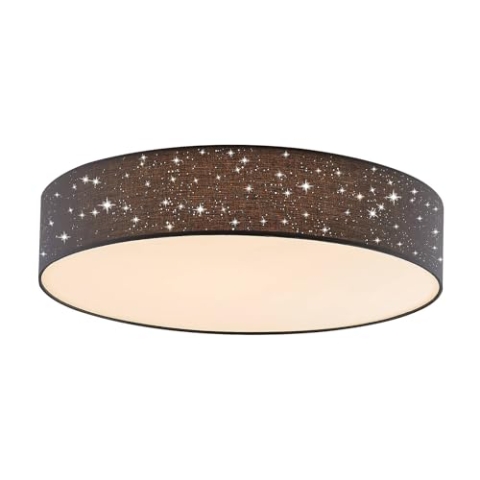 Lindby LED Deckenleuchte Ellamina dimmbar mit Leselampe (Modern) in Schwarz aus Textil (1 flammig,) - Lampe Deckenlampe Wohnzimmerleuchte
