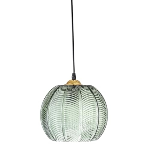 Bloomingville Hängeleuchte Adar, Farbe Grün, aus Glas, D22xH20 cm, 40 W, Kabellänge 250 cm, Größe Leuchtmittel E27, Lampe 30706089