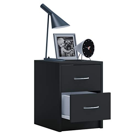 VCM Nachtschrank | Beistelltisch | Nachttisch | Maße ca. 40 x B. 35 x T. 35 cm - Boxal Mini Schwarz