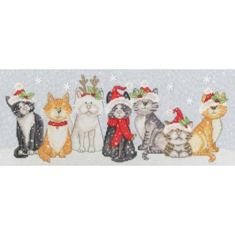Bothy Threads Kreuzstich Stickpackung Festliche Katzen Zählmuster
