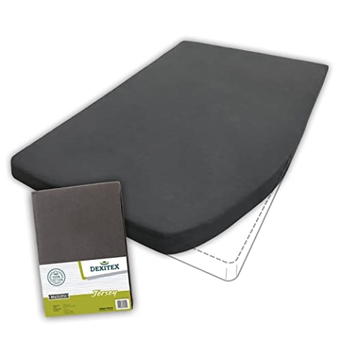 Dexitex - Spannbettlaken Wohnmobil - Französische Bettwäsche - für Wohnwagen Bett - Oeko-TEX - 100% Baumwolle, 1 Stück - Rechts - Antrazith