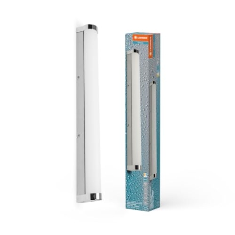 LEDVANCE ORBIS Tube Spiegel-/Wandleuchte mit LED, gefrostetes Glas/Chrom, 12W, 1200lm, dimmbar, 3000/4000K über Wandschalter einstellbar, 60cm Durchmesser, IP44 Schutz vor Fremdkörpern/Spritzwasser