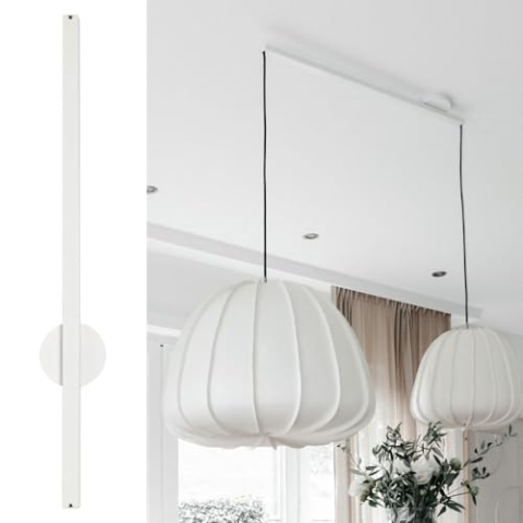 Lightswing® Twin Aufhängesystem für zwei Hängelampen - Matt Weiss - 90 cm - Beweg deine Hängeleuchte Mühelos - Einfache Installation - Hängelampe Esstisch - Pendellampe Verstellbar - Hängeleuchte
